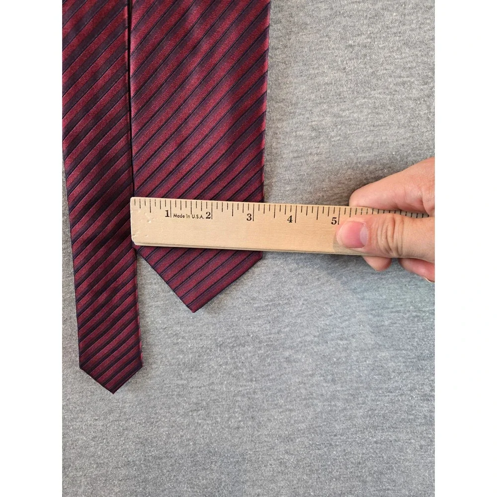 Armani Collezioni Tie Mens OS Burgundy Navy‎ Blue Silk Diagonal Striped Italy